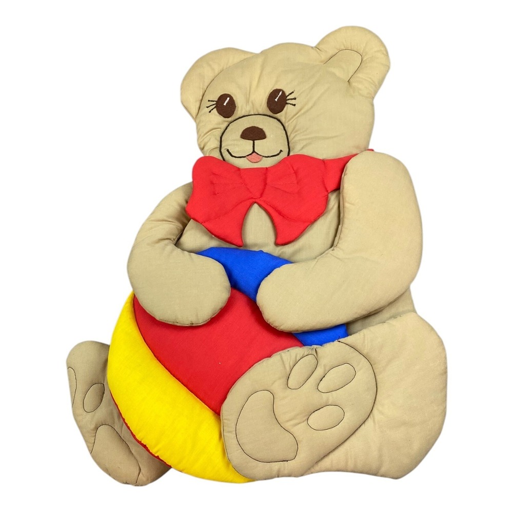 Vintage 90s Bear Flat Plush Wall Hanging Nursery Decor Infant Retro‎ Baby Room